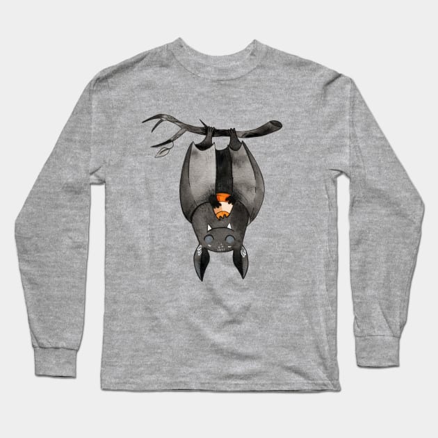 Halloween bat with candy Long Sleeve T-Shirt by kattymur